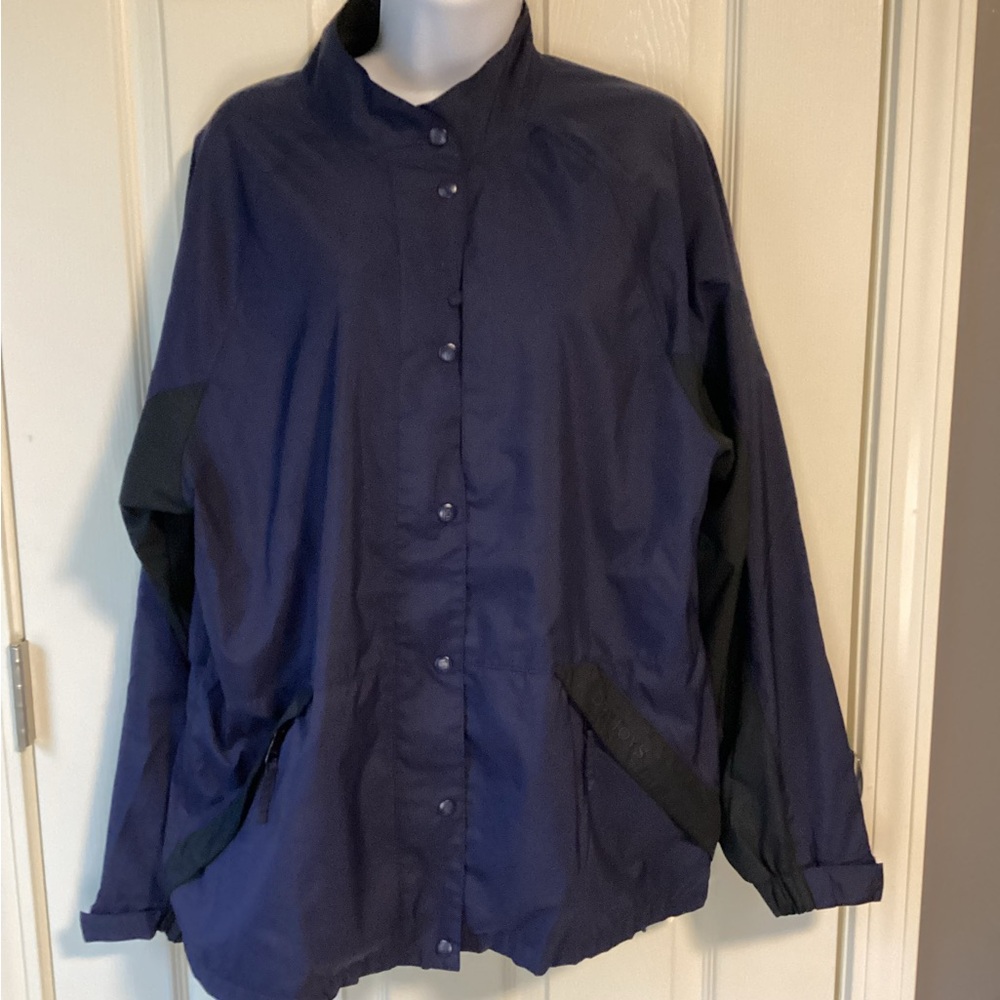 Navy blue women's DryJoy by Foot Joy lightweight jacket with black -medium